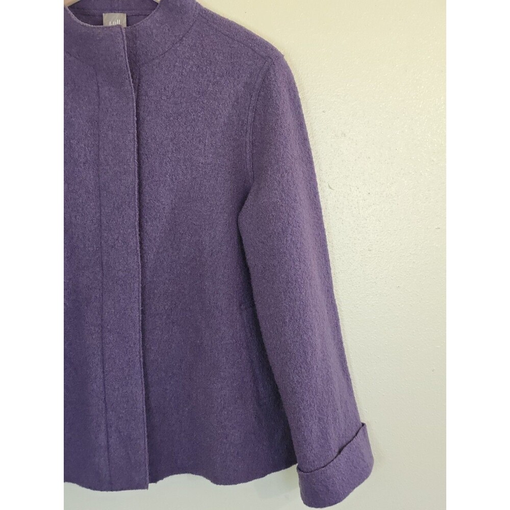 J Jill Pure Jill 100% Wool Jacket Purple Boiled Wool Button Front Petite Small - Picture 3 of 12